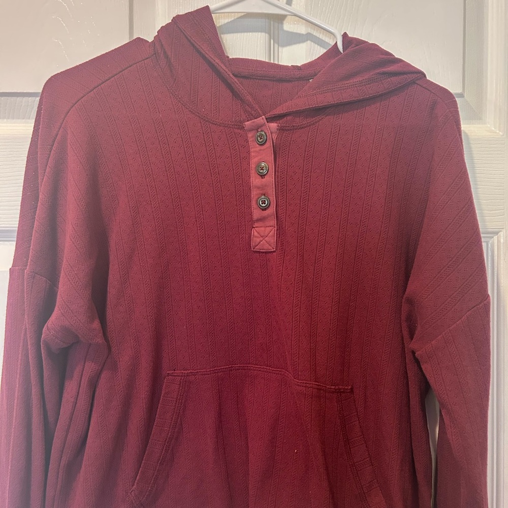 Women's toad and co foothill pointelle Burgundy Hooded Sweater